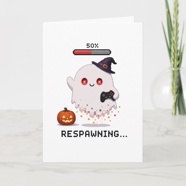 Gaming Ghost Halloween Respawning Card (Front)