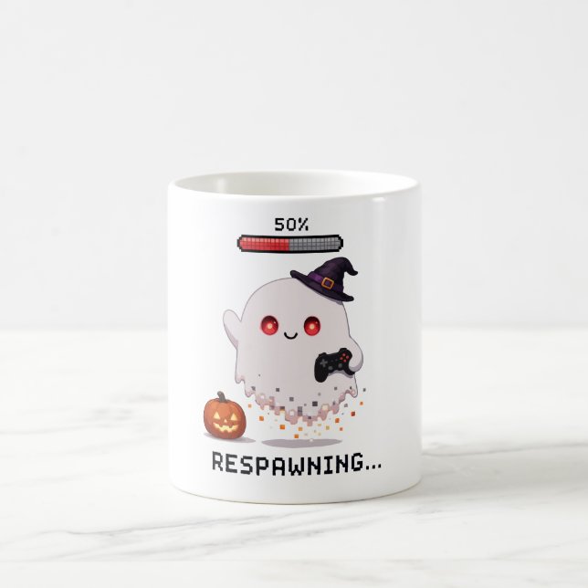 Gaming Ghost Halloween Respawning Coffee Mug (Center)