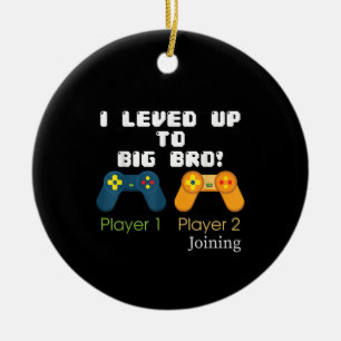 Gaming Gift I Level Up To Big Bro Brother Present Ceramic Tree Decoration