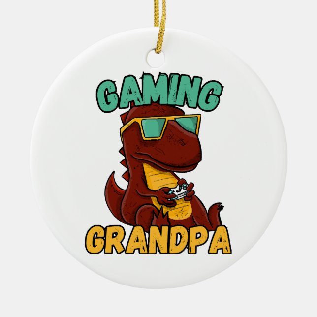  Gaming Grandpa Ceramic Tree Decoration (Front)