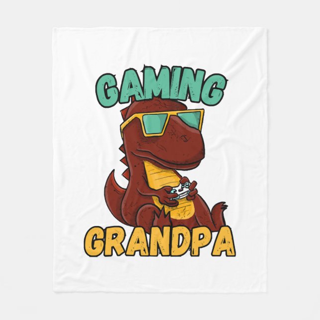  Gaming Grandpa Fleece Blanket (Front)