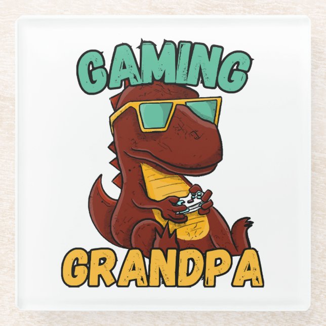 Gaming Grandpa Glass Coaster (Front)