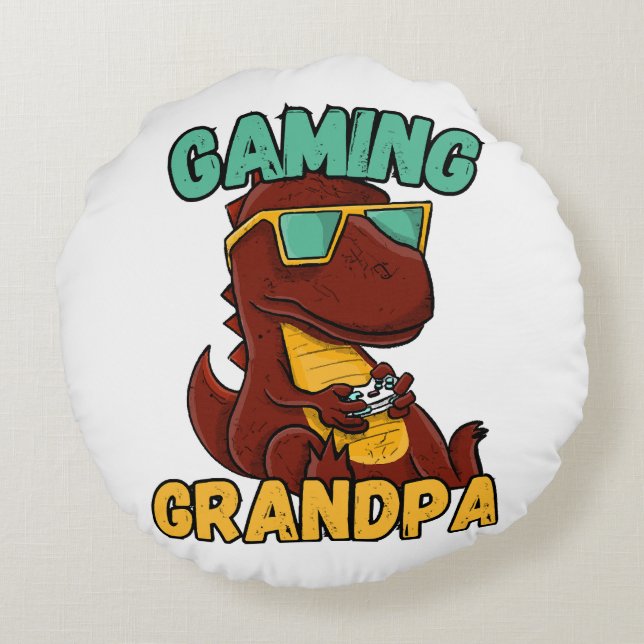  Gaming Grandpa Round Cushion (Back)