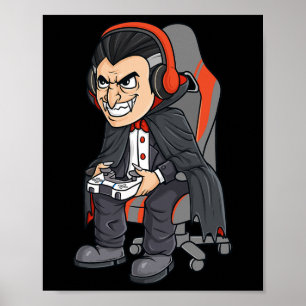 Gaming Halloween Vampire Scary Gamer Boys Kids Poster