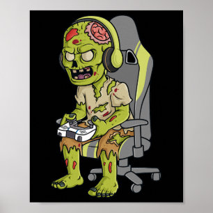 Gaming Halloween Zombie Scary Gamer Boys Kids Teen Poster