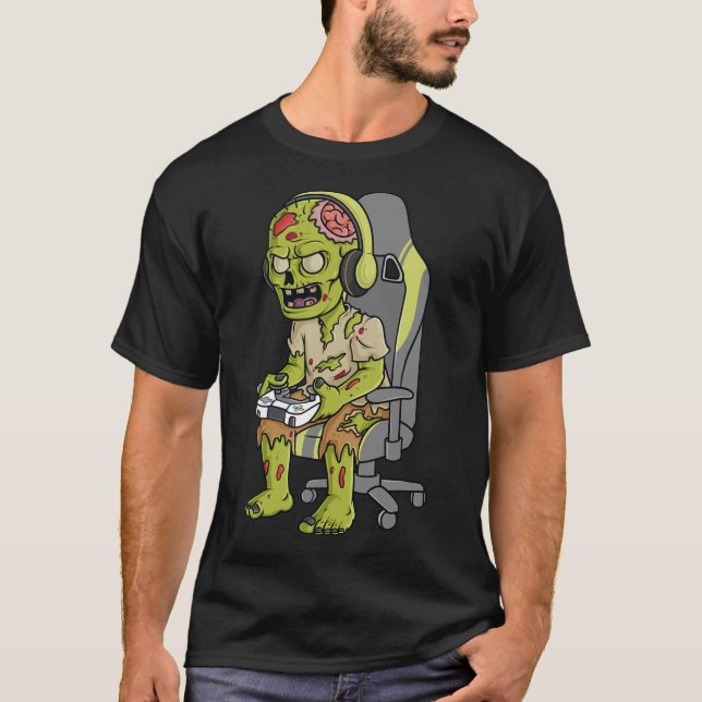 Gaming Halloween Zombie Scary Gamer Boys Kids Teen T-Shirt (Front)