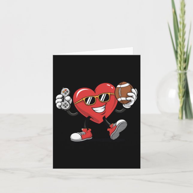 Gaming Heart Video Games Football Valentine's Day  Card (Front)