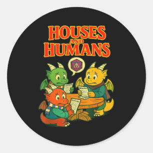 Gaming Houses And Humans Funny Rpg Gamer Men Boys  Classic Round Sticker