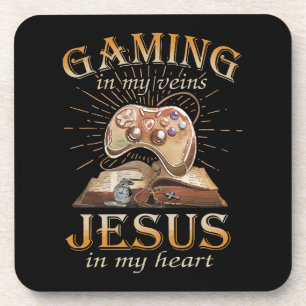Gaming In My Veins Jesus In My Heart Coaster