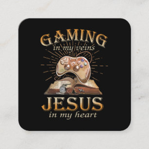 Gaming In My Veins Jesus In My Heart Square Business Card