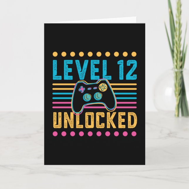 Gaming Level 12 Unlocked 12th Birthday Gamer Gift Card (Front)