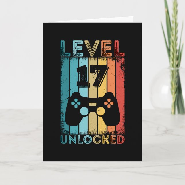 Gaming Level 17 Unlocked 17th Birthday Gift Gamer Card (Front)