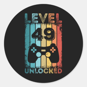Gaming Level 49 Unlocked 49th Birthday Gift Gamer Classic Round Sticker