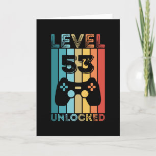Gaming Level 53 Unlocked 53th Birthday Gift Gamer Card