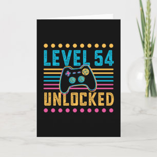 Gaming Level 54 Unlocked 54th Birthday Gamer Gift Card