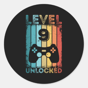 Gaming Level 9 Unlocked 9th Birthday Gift Gamer Classic Round Sticker