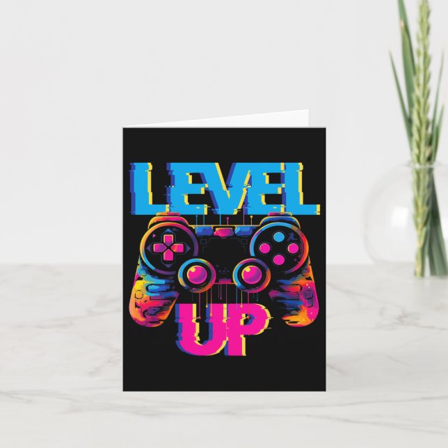 Gaming Level Up Game Controller Video Game Pop Art Card (Front)