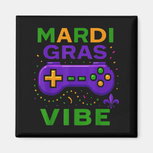 Gaming Mardi Gras Vibe Retro Video Game Controller Magnet