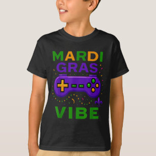 Gaming Mardi Gras Vibe Retro Video Game Controller T-Shirt
