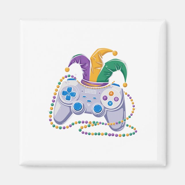 Gaming Mardi Gras Video Game Controller Jester For Magnet (Front)