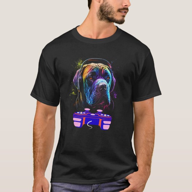 Gaming Mastiff Dog Player Animal Video Gamer Men K T-Shirt (Front)