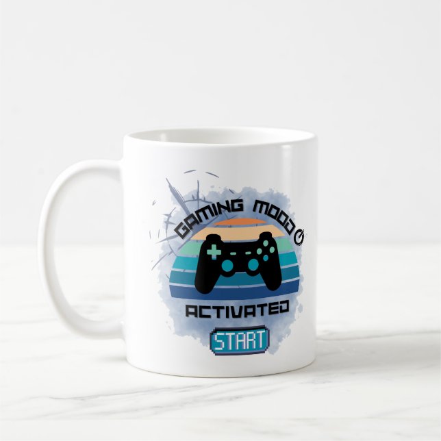 "Gaming Mood Activated – Gamer Coffee Mug" Mug (Left)