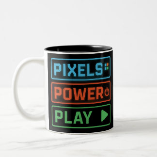 Gaming Mug – Pixels Power Play Neon Coffee Cup