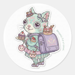 🍰Gaming Neko Maid - Ransel Fun🎒 Classic Round Sticker