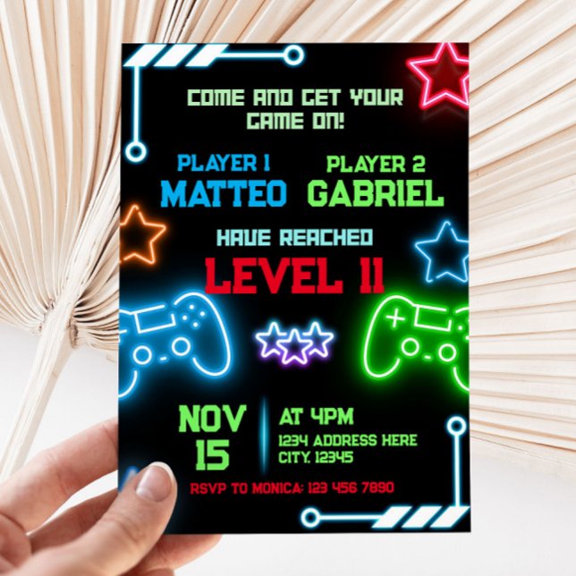 Gaming Party Joint Birthday Invitation (Creator Uploaded)