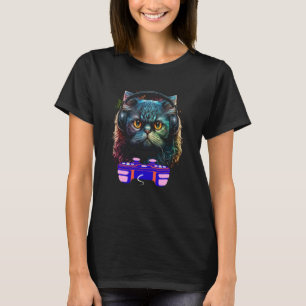 Gaming Persian Cat Player Animal Video Gamer Men K T-Shirt