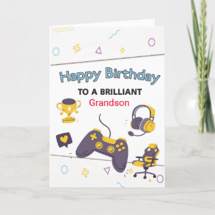 Gaming Personalized Birthday Card For Grandson +