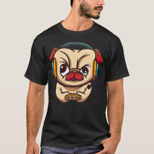 Gaming Pug Headset Controller Kids Boys Girls Men  T-Shirt