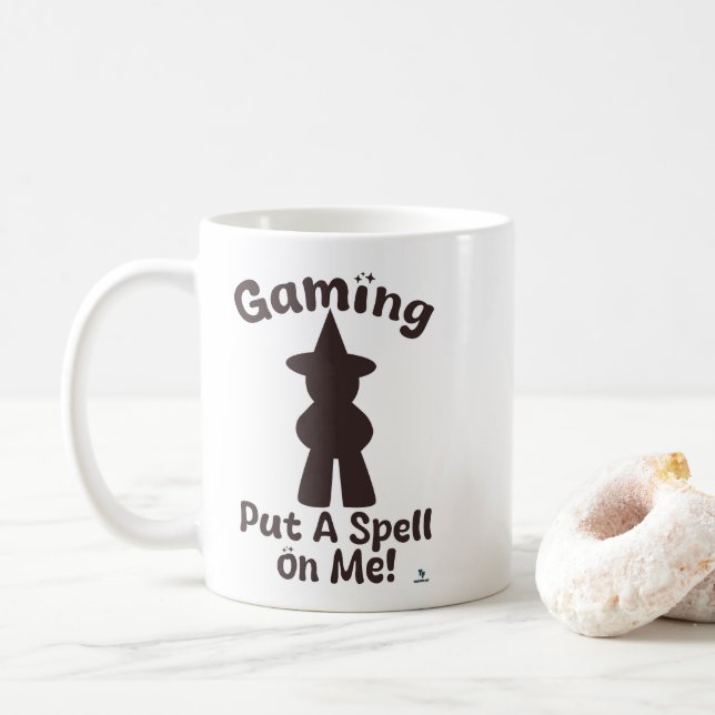 Gaming Put Spell On Me Spooky Season Witch Hat Coffee Mug (With Donut)