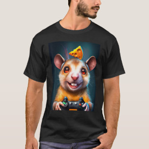 Gaming rat mouse with game controller and cheese T-Shirt