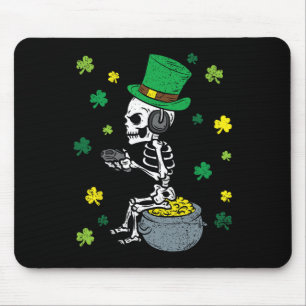 Gaming Skeleton St Patricks Day Gamer Leprechaun S Mouse Pad