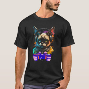 Gaming Snowshoe Cat Player Animal Video Gamer Men T-Shirt