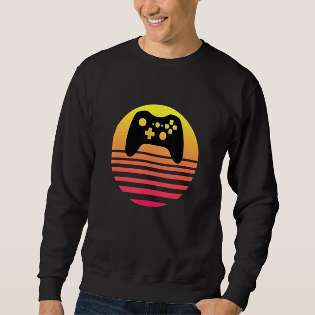 Gaming Sunset Joystick Novelty Vintage Retro Class Sweatshirt (Front)