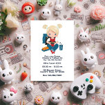 Gaming-Themed Kids Birthday Party Photo Invitation<br><div class="desc">Level up your little gamer’s birthday celebration with this fun and playful gaming-themed invitation! Featuring an adorable girl holding a game controller and surrounded by gaming accessories, this design is perfect for video game lovers. Fully customisable with your party details and favourite photo, it’s the ideal invite for a high-score...</div>