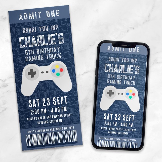 Gaming Truck Ticket Birthday Party Invitation (Creator Uploaded)