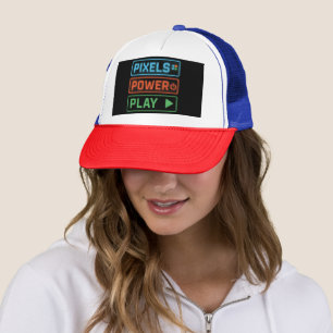 Gaming Trucker Hat – Pixels Power Play Gamer Cap