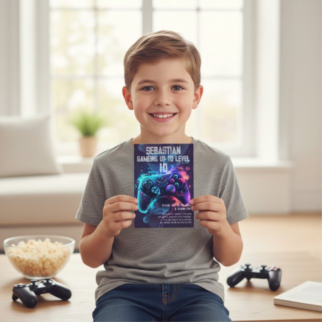 Gaming up fun birthday  invitation (Creator Uploaded)