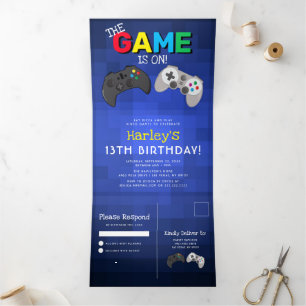 Gaming! Video Game Birthday Tri-Fold Invitation
