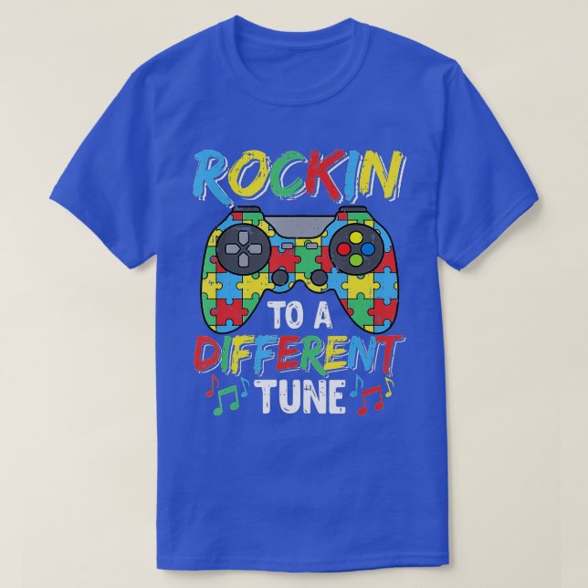 Gaming Video Game Rocking To Different Tune Autism T-Shirt (Design Front)