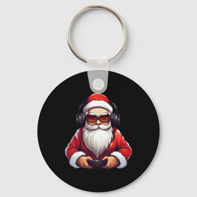 Gaming Video Gamer Game Controller Christmas Pajam Key Ring (Front)