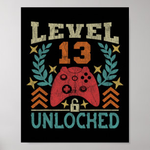 Gaming Vintage 13th Birthday Gift 13 Year Old Boy  Poster