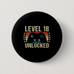 Gaming Vintage 18th Birthday Gift 18 Year Old Boy 6 Cm Round Badge