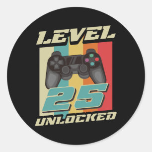 Gaming Vintage 25th Birthday Gift 25 Year Old Boy  Classic Round Sticker