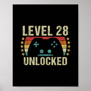 Gaming Vintage 28th Birthday Gift 28 Year Old Boy Poster