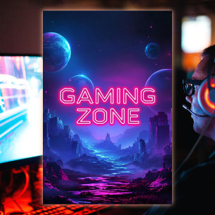 Gaming Zone Vibrant Neon Colours Poster