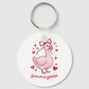 Gamma Goose Coquette Bow Pink Heart Valentines Mot Key Ring